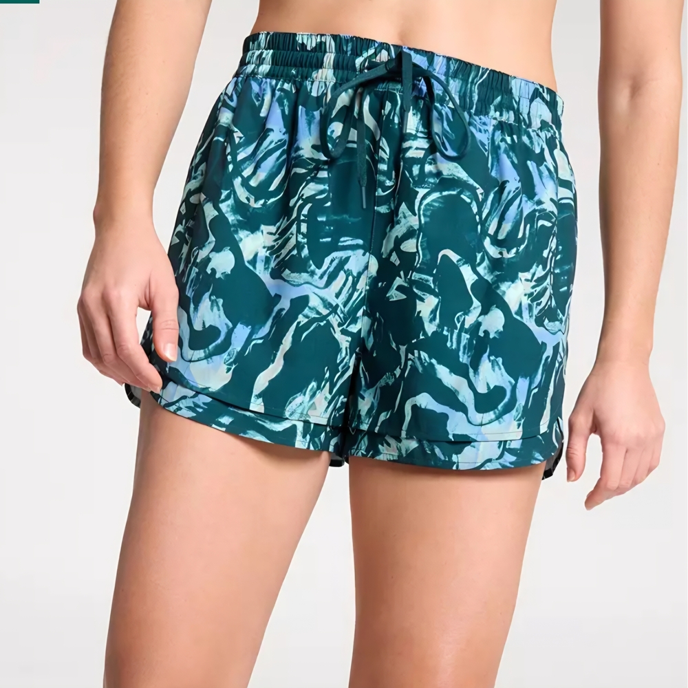 Calia By Carrie Underwood Step Up Short In Moss Print Sea Green , NWT